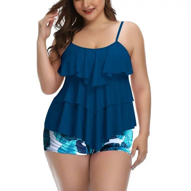 Swimwear - ชุดว่ายน้ำผู้หญิง บิกินี่ บิกินี่ไซส์ใหญ่ ชุดว่ายน้ำลายดอกไม้ ชุดว่ายน้ำสายเดี่ยว ชุดว่ายน้ำสองชิ้น