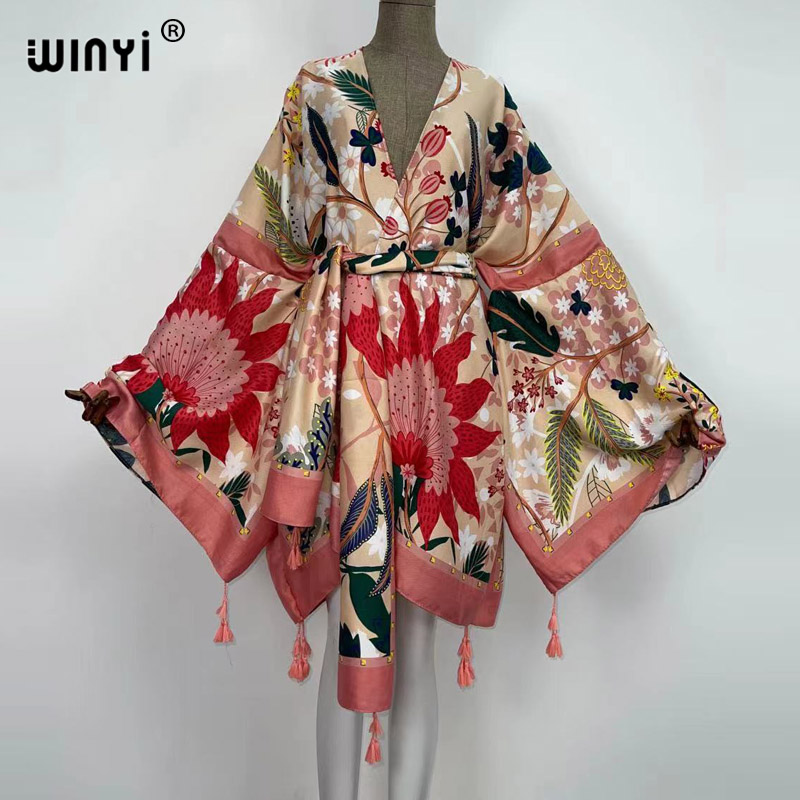 Boho Summer Beach Maxi Dress - WINYI ชุดเดรสฤดูใบไม้ร่วงสำหรับผู้หญิง เดรสยาวทรงหลวมแบบคาร์ดิแกน สำหรับงานเลี้ยงค็อกเทล สไตล์โบโฮ แม็กซี่