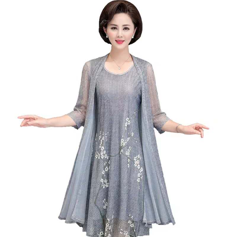 French Vintage Floral Midi Dress - ชุดเดรสคาร์ดิแกน2ชิ้นสำหรับผู้หญิงชุดเดรสมิดิ5XL 4XL 3XL ชุดสำหรับปาร์ตี้ฤดูร้อนฝ้ายลินิน