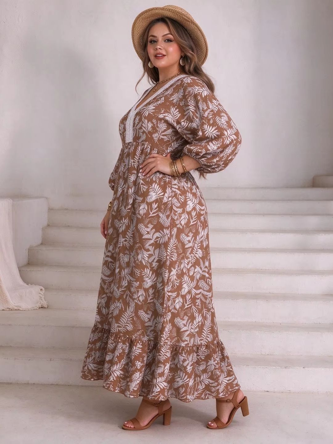 ชุดเดรสยาวลายดอกไม้และใบไม้สำห - Boho Summer Beach Maxi Dress บทวิจารณ์และราคา