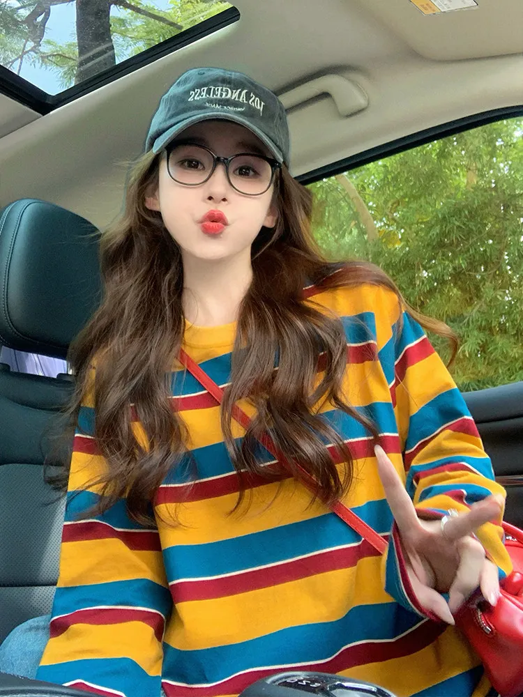 เสื้อยืดแขนยาวลายทางคัลเลอร์บล - Blouses บทวิจารณ์และราคา