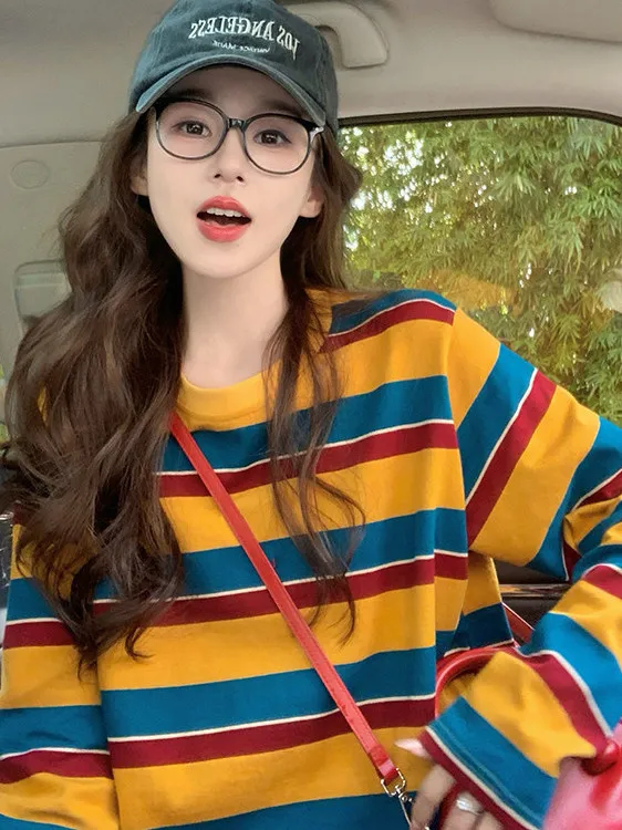 เสื้อยืดแขนยาวลายทางคัลเลอร์บล - Blouses บทวิจารณ์และราคา