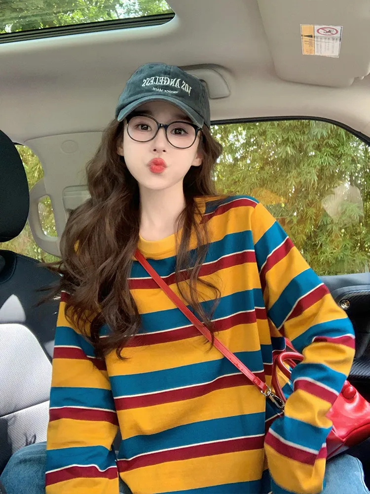 เสื้อยืดแขนยาวลายทางคัลเลอร์บล - Blouses บทวิจารณ์และราคา