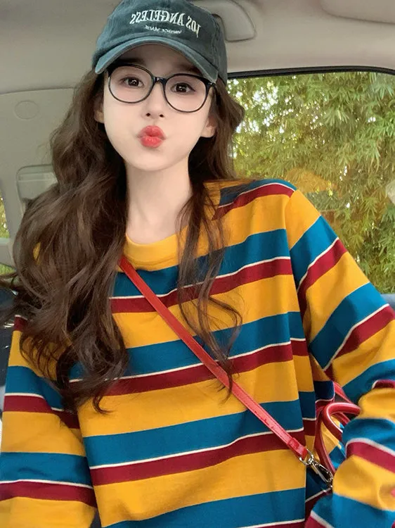 เสื้อยืดแขนยาวลายทางคัลเลอร์บล - Blouses บทวิจารณ์และราคา