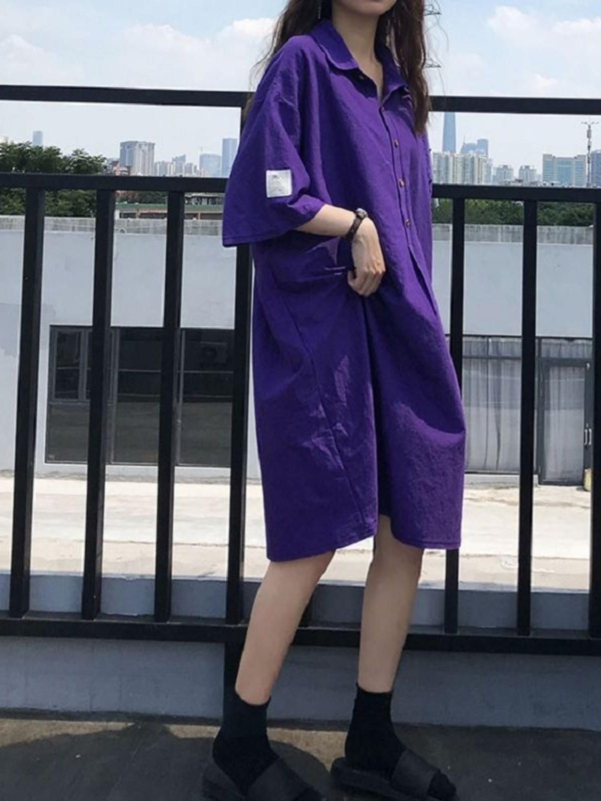 เดรสเชิ้ตไซส์ใหญ่ ช่วยพรางหุ่น - Korean Style A Line Shirt Dress บทวิจารณ์และราคา