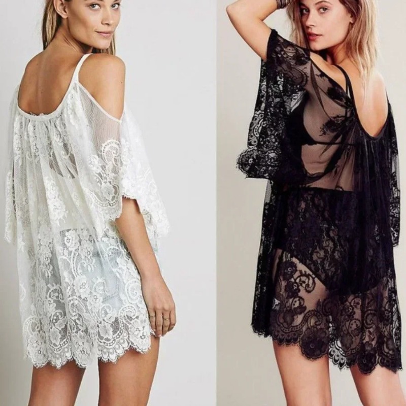 ชุดคลุมชายหาดลูกไม้โครเชต์เซ็ก - Boho Summer Beach Maxi Dress บทวิจารณ์และราคา