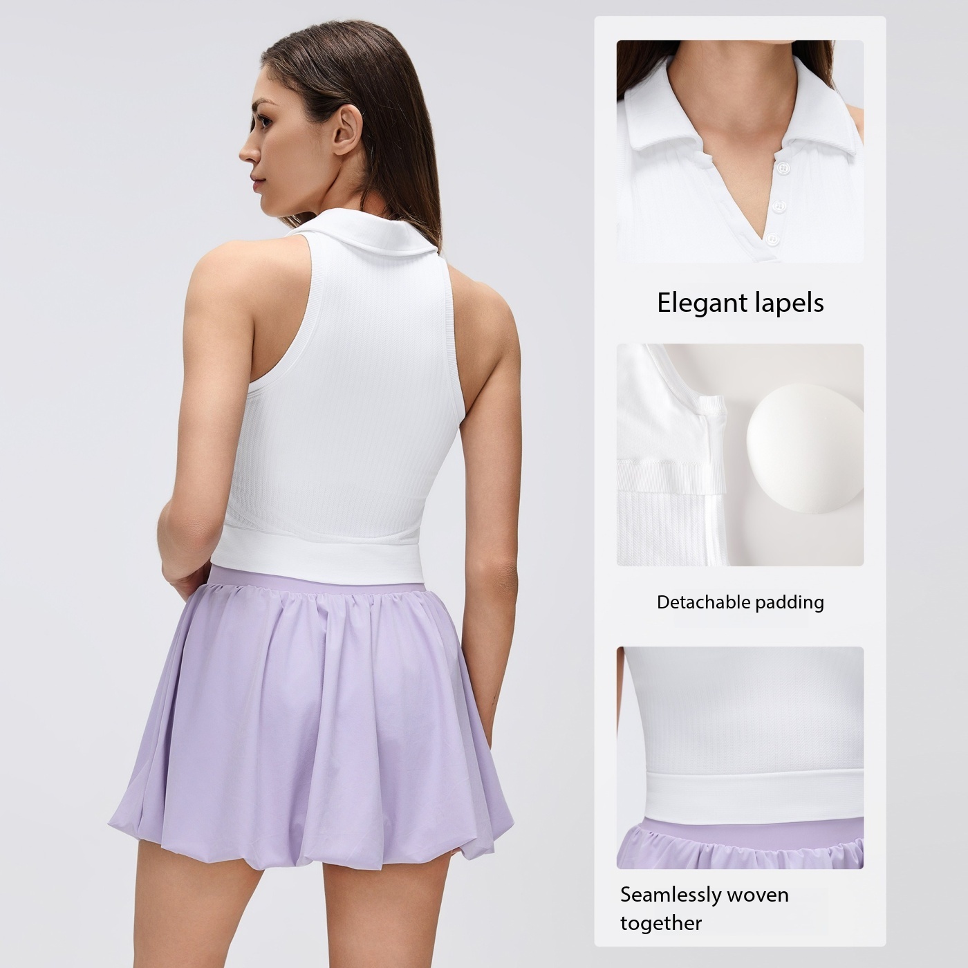เสื้อกล้ามสปอร์ตคอโปโลผ้าริบสำ - Seamless Ribbed Workout Tank Top บทวิจารณ์และราคา