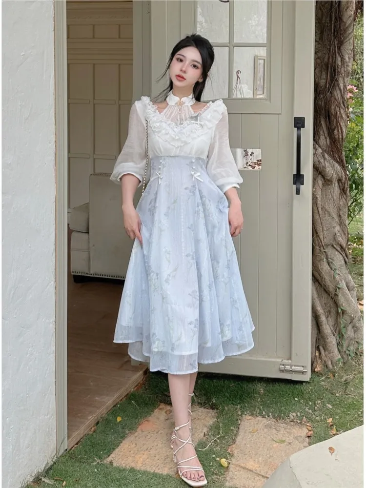 เดรสลายดอกไม้สไตล์วินเทจฝรั่งเ - French Vintage Floral Midi Dress บทวิจารณ์และราคา