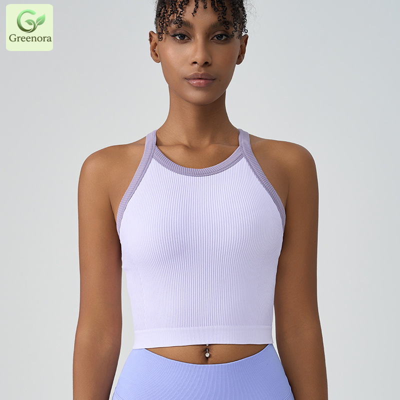 เสื้อครอปโยคะ Greenora แบบมีริ - Seamless Ribbed Workout Tank Top บทวิจารณ์และราคา