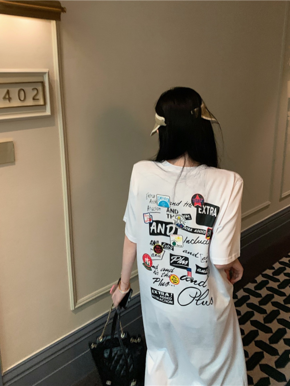 ชุดเดรสเสื้อยืดแขนสั้นสีดำสำหร - Korean Style A Line Shirt Dress บทวิจารณ์และราคา