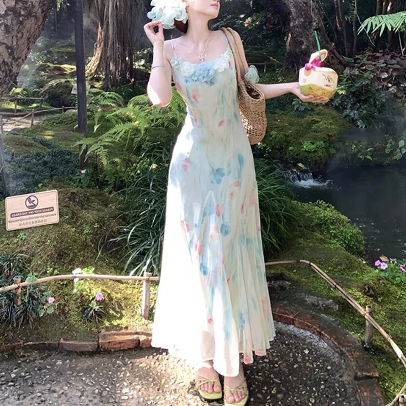เดรสสไตล์ญี่ปุ่น Y2K น่ารักหวา - French Vintage Floral Midi Dress บทวิจารณ์และราคา