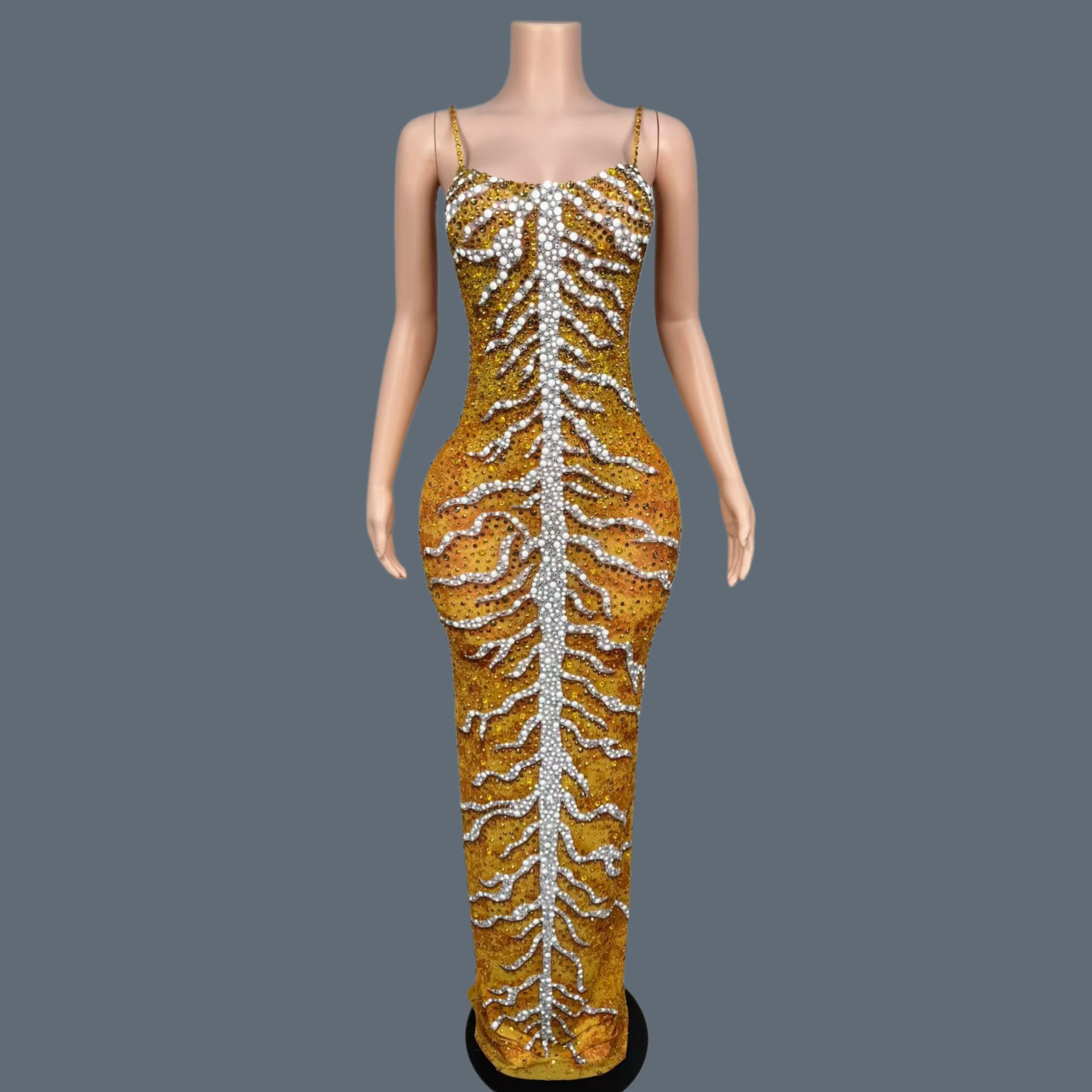 ชุดเดรสยาวหรูหราประดับเพชรระยิ - Sparkly Rhinestone Club Party Dress บทวิจารณ์และราคา
